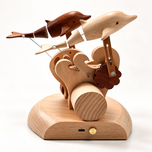 Handcrafted Wooden Dolphin Kinetic Sculpture
