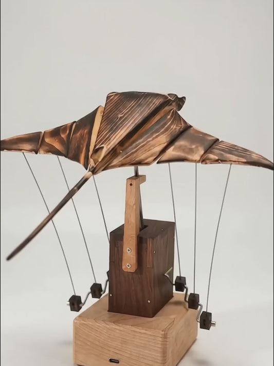 Hand-carved Flying Manta Ray Kinetic Sculpture