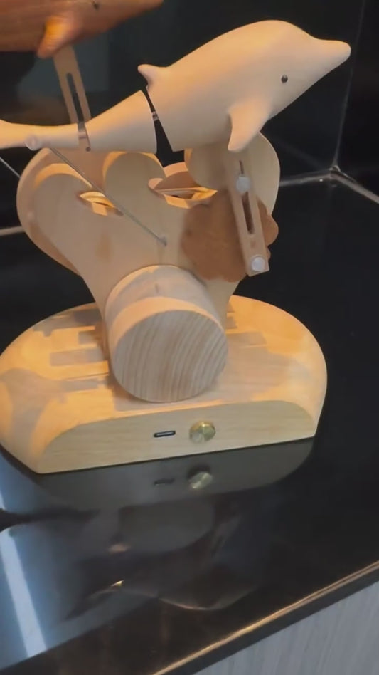Handcrafted Wooden Dolphin Kinetic Sculpture